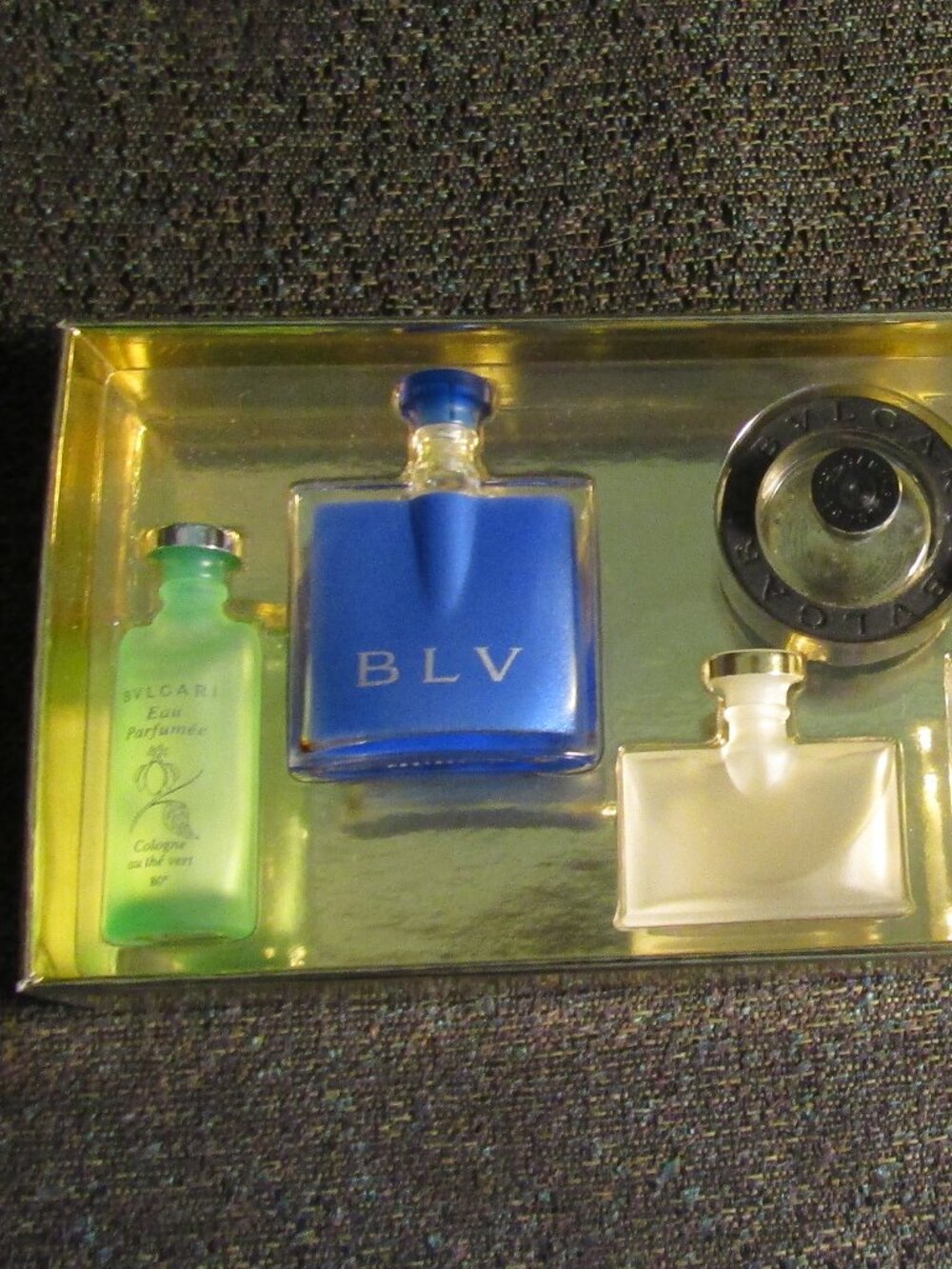 Lot of 7 Mini Empty BVLGARI PERFUME COLOGNE BOTTLES - Bulgarian Scents Petits